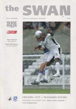 Swansea City v Tranmere Rovers Match Programme 2005-08-06